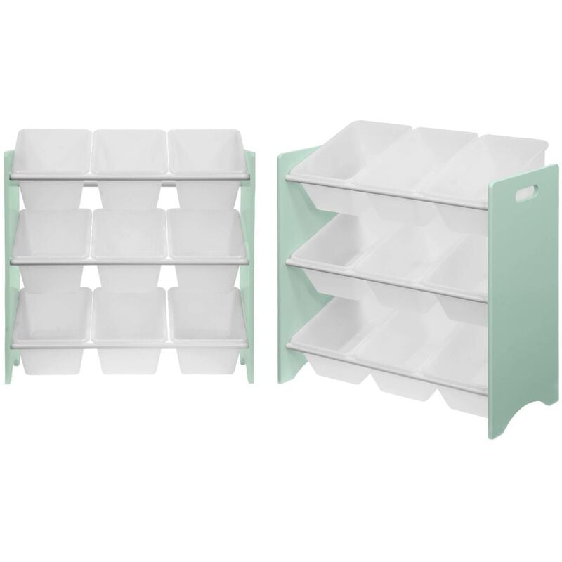 Lot de 2 meubles de rangement pour enfant vert céladon. 18 casiers. 64x29.5x60cm