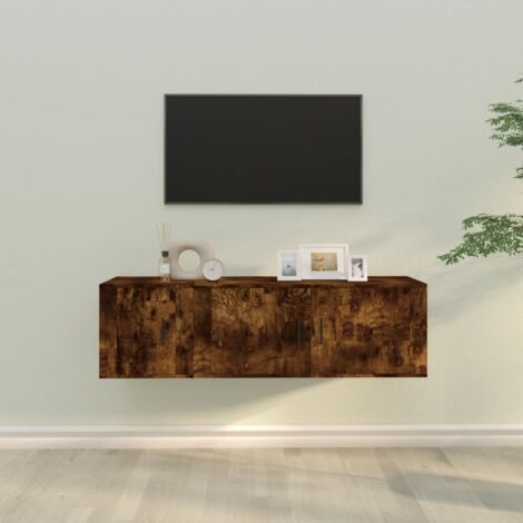 Lot de 2 Meubles TV - Armoire Télévision Moderne  Banc TV Chêne fumé Bois d'ingénierie -FR24956