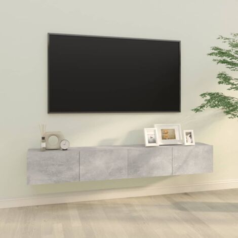 Lot de 2 Meubles TV  Banc TV  Meuble de Rangement Gris béton 100x30x30 cm Bois d'ingénierie HUIBU497931