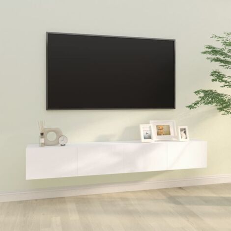 Lot de 2 Meubles TV Mondernes Banc TV de Salon Blanc 100x30x30 cm Bois d'ingénierie -FR66402