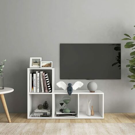 Lot de 2 Meubles TV Mondernes Banc TV de Salon Blanc 72x35x36,5 cm Aggloméré -FR33044
