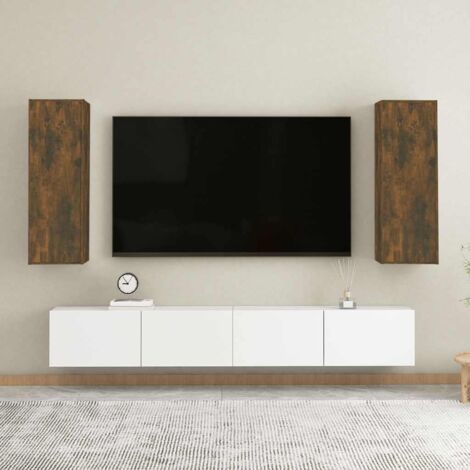 Lot de 2 Meubles TV Mondernes Banc TV de Salon Chêne fumé 30,5x30x90 cm Bois d'ingénierie -FR71250