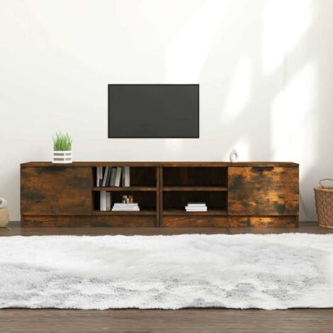 Lot de 2 Meubles TV Mondernes Banc TV de Salon Chêne fumé 80x35x36,5 cm Bois d'ingénierie -FR10218