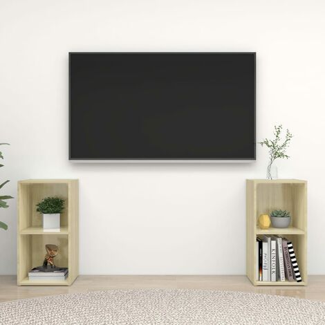 Lot de 2 Meubles TV Mondernes Banc TV de Salon Chêne sonoma 72x35x36,5 cm Aggloméré -FR12471