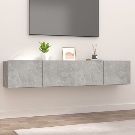 Lot de 2 Meubles TV Mondernes Banc TV de Salon Gris béton 80x30x30 cm Bois d'ingénierie -FR17803