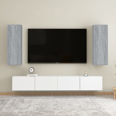 Lot de 2 Meubles TV Mondernes Banc TV de Salon Sonoma gris 30,5x30x90 cm Bois d'ingénierie -FR40539