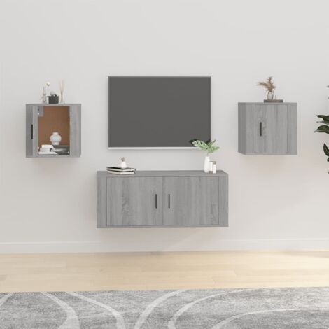 Lot de 2 Meubles TV muraux Banc TV de Salon,Design de luxe Sonoma gris 40x34,5x40 cm -FR36327