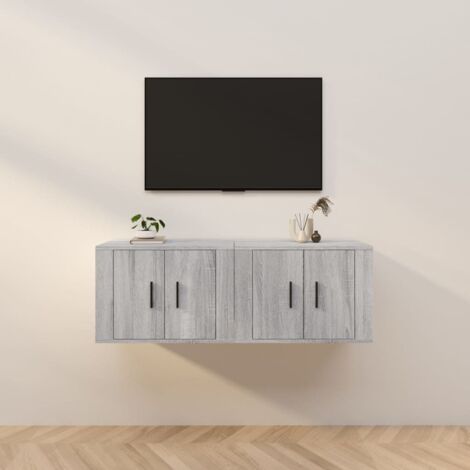 Lot de 2 Meubles TV muraux Banc TV de Salon,Design de luxe sonoma gris 57x34,5x40 cm -FR83629