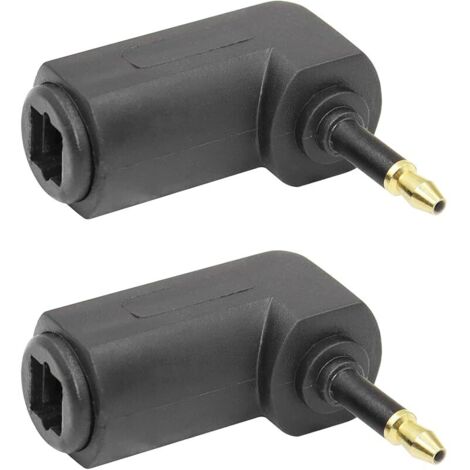 Lot de 2 mini adaptateurs audio optiques 90 degrés plaqué or 24 carats vers jack 3,5 mm Mini Toslink numérique optique S/PDIF