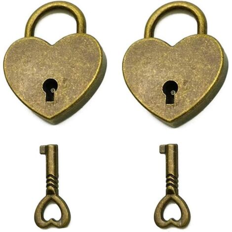 lot De 2 Mini Cadenas Archaize De Style Vintage Antique Avec Cl, Mini Cadenas Bronze Antique
