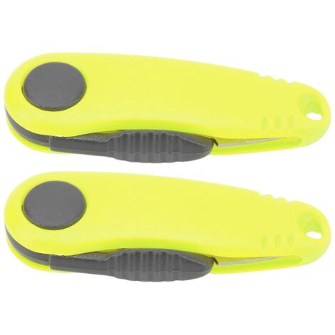 Lot de 2 mini ciseaux à ligne de badminton, ciseaux rapides en forme de crevette, coupe-ligne de pêche pliables et portables pour l'extérieur, jaune fluo