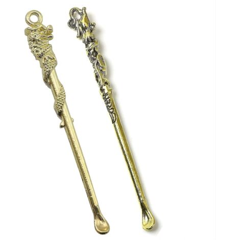 Lot de 2 mini cuillères rétro en forme de pelle, avec pendentif en boucle pour remplir des flacons, couleur or.