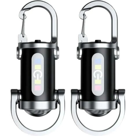 Lot de 2 mini lampes de poche porte-clés ultra-lumineuses, lampes de poche LED étanches, lampes de poche porte-clés pour le camping en extérieur