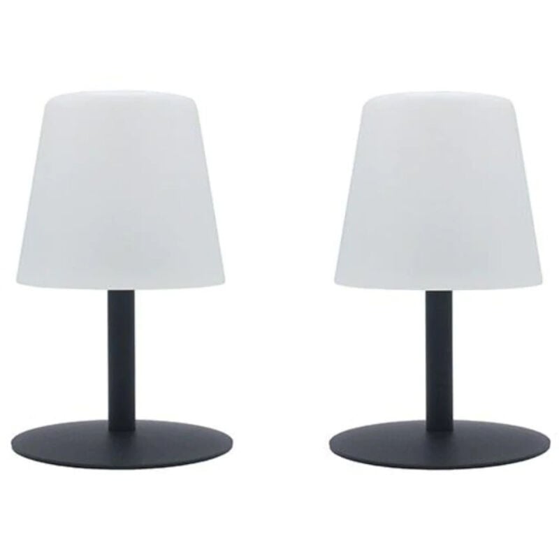 Lumisky - Set de 2 lampes de table sans fil led twins Gris Acier H16CM