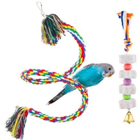 Lot de 2 mini perchoirs en corde pour perruches/canaris