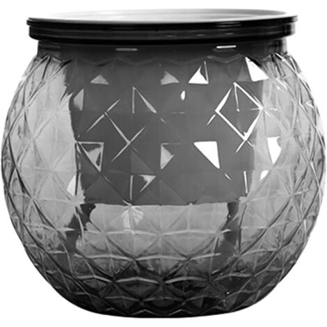 Lot de 2 mini pots de fleurs à arrosage automatique, pots de fleurs en plastique transparent, bassins à arrosage automatique pour la décoration intérieure - Gris