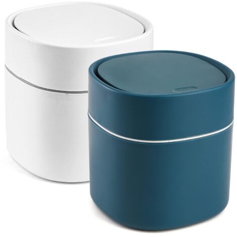 Lot de 2 mini-poubelles avec couvercle, 0,5 gallon (environ 1,9 litre), pour plan de travail, salle de bain, bureau, cuisine ou bureau.
