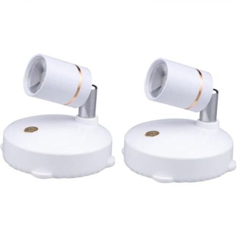 Lot de 2 mini spots sans fil à piles pour tableau d'intérieur à intensité variable avec télécommande à coller n'importe où