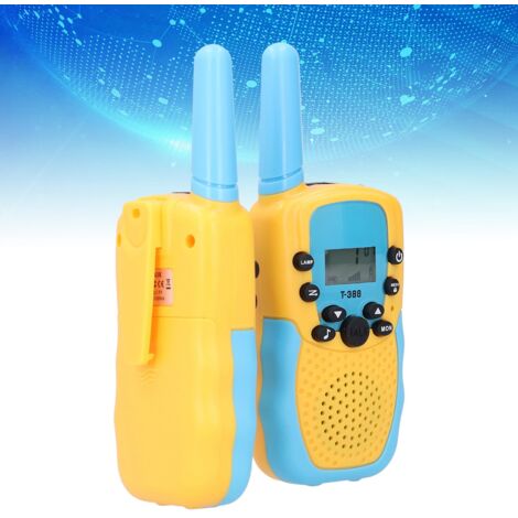 Lot de 2 mini talkies-walkies rechargeables par USB, radios sans fil, jouets pour enfants, cadeaux d'anniversaire et de Noël, bleu et jaune, modèle européen 8 canaux PMR 446 MHz-AquaForge