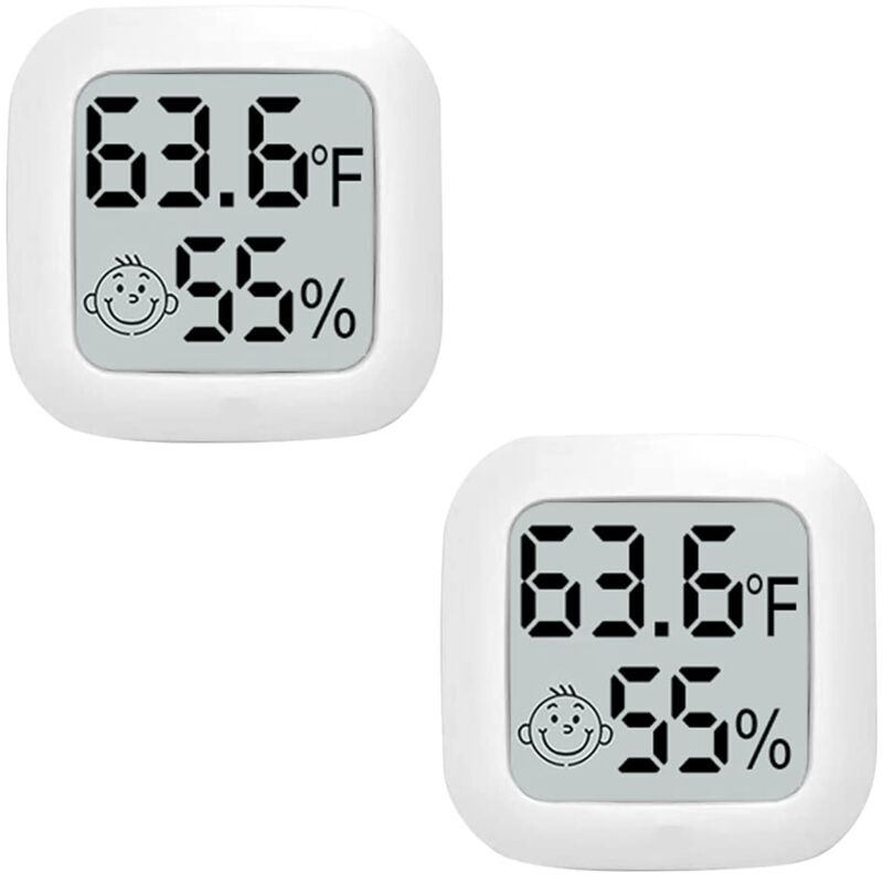 Lot de 2 mini thermomètres et hygromètres numériques d'intérieur avec écran lcd