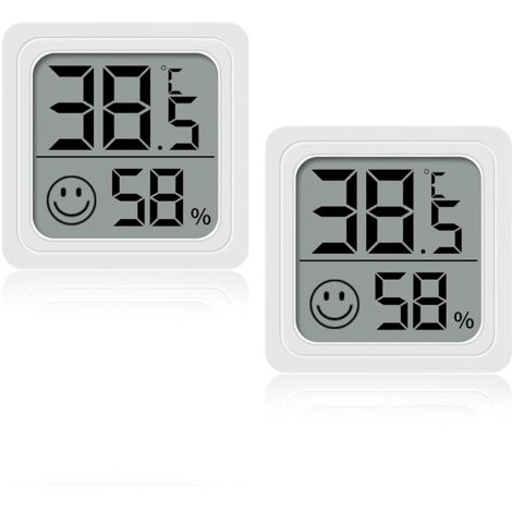 Lot de 2 mini thermomètres hygromètre numérique LCD pour maison, serre, bébé, bureau, maison, jardin, cave