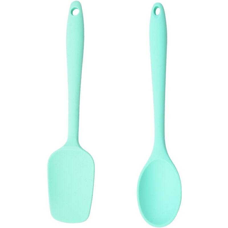 Lot de 2 mini ustensiles de cuisine en silicone Petits ustensiles de cuisine Batterie de cuisine antiadhésive avec trou de suspension