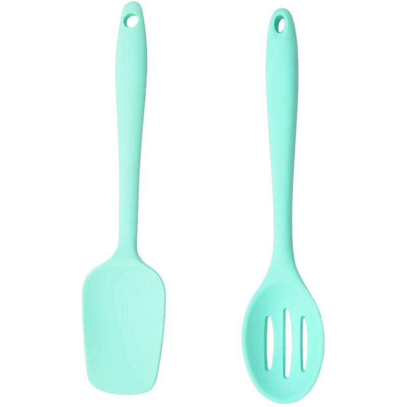 Lot de 2 mini ustensiles de cuisine en silicone Petits ustensiles de cuisine Batterie de cuisine antiadhésive avec trou de suspension