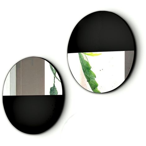 Lot de 2 miroirs circulaires à suspendre, Aire. Noir
