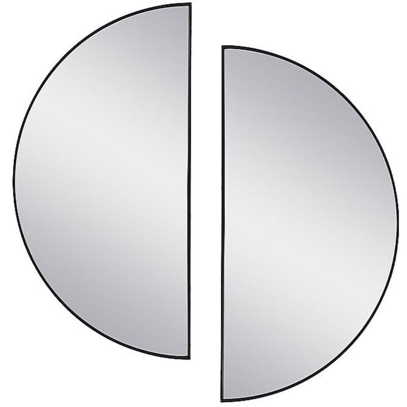 Vente-unique - Lot de 2 miroirs demi-cercle design en métal - L.50 x H.100 cm - Noir - gavra