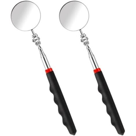 Lot de 2 miroirs d'inspection télescopiques, circulaires flexibles, rotation à 360° avec poignée étendue, ronds pour vérifier l'état du véhicule -