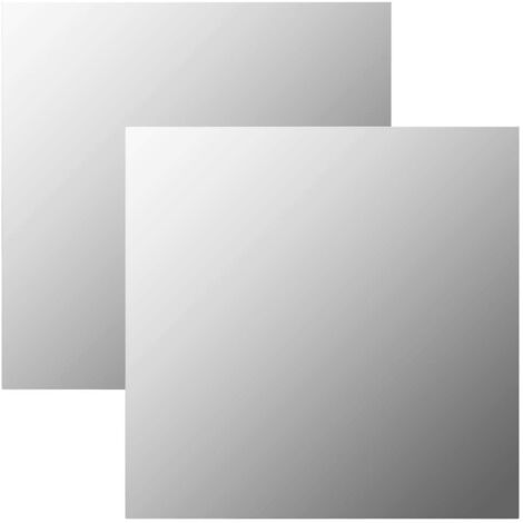 Lot de 2 Miroirs muraux，Miroir suspendu 50x50 cm Carré Verre DYHB808529