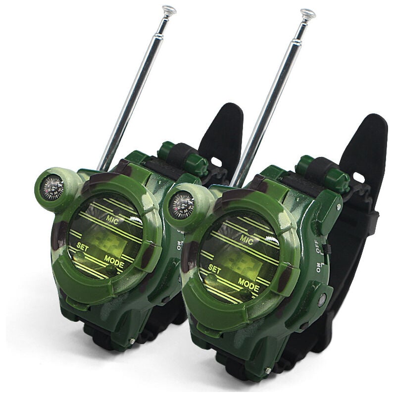 Lot de 2 montres talkies-walkies pour enfants, radio bidirectionnelle longue portée, camouflage