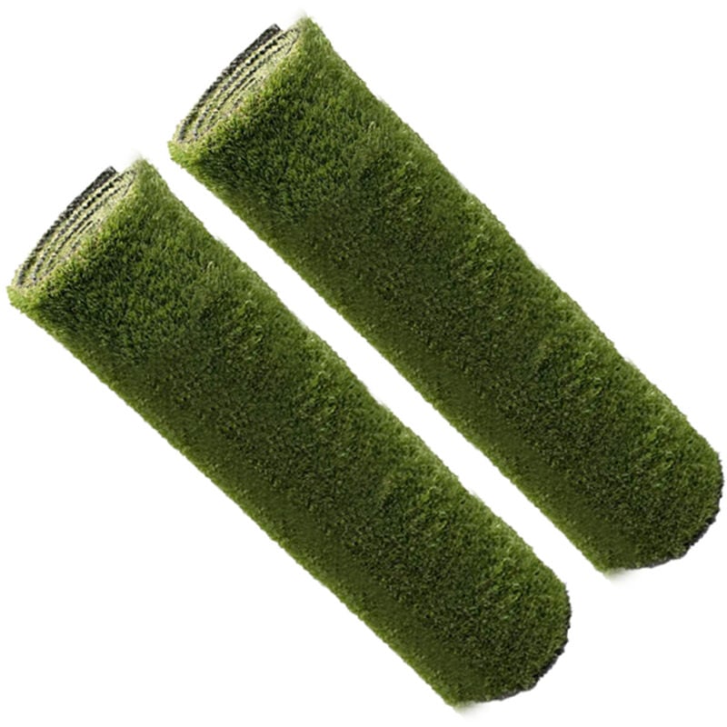 Lot de 2 Moquettes 100 % synthétique gazon vert pour terrasse, balcon, jardin - Longueur 300 x largeur 100 cm
