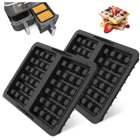 Lot de 2 Moule Gaufre Silicone Air Fryer,Accessoires pour Friteuse à Air Chaud,Moule Gaufrier Réutilisable,Insert de Gaufre,Moules à Muffins avec Ninja AF300,AF400EU,AF451EU,SL400EU et AF500DE