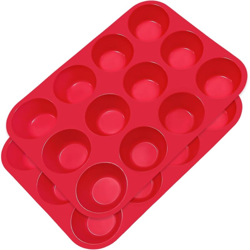 Lot de 2 Moule Silicone Cake Muffins Cupcake, 12 en