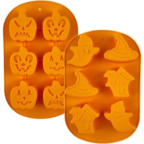 Lot de 2 moules à gâteau en siliCône Bat Pumpkin Face Skull Ghost-Fei Yu