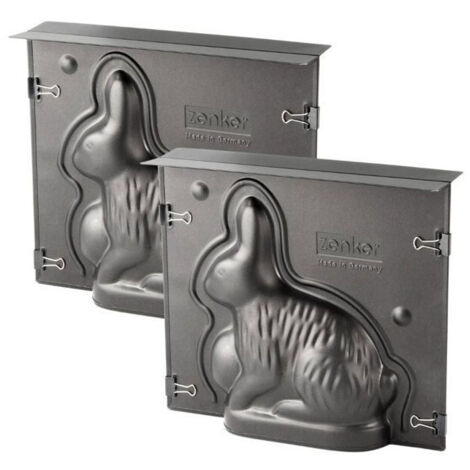 Lot de 2 moules a gâteaux 3D - ZENKER - Forme de lapin de Pâques - 600 ml