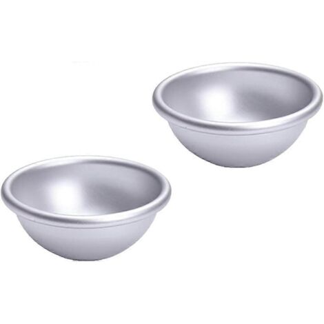 Lot de 2 moules à gâteaux demi-cercle en aluminium, forme hémisphérique, pour desserts, puddings et gâteaux.