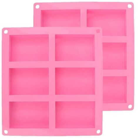 Lot de 2 moules à savon rectangulaires en silicone–Avec 6 cavités–Pour la fabrication de savons,muffins,cupcakes, chocolats,biscuits