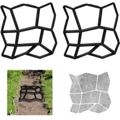 Lot de 2 moules pour créer votre propre allée de jardin, dimensions (H x L x P) : 3,6 x 36 x 36 cm, en plastique noir.