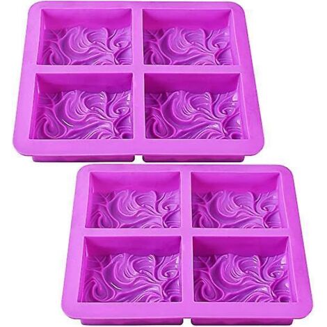 lot De 2 Moules  Savon En Silicone,  (cavits De 100 Ml)4 Cavits Faites  La Main Avec Motif De Vague Vive Pour Savon Au Lait