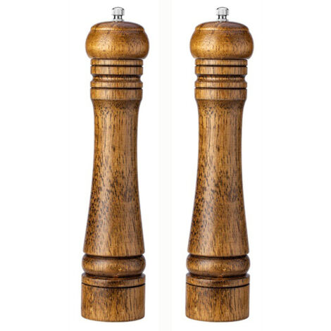 Lot de 2 moulins à poivre en bois naturel, réglables et réutilisables, cuisine – format 10 pouces