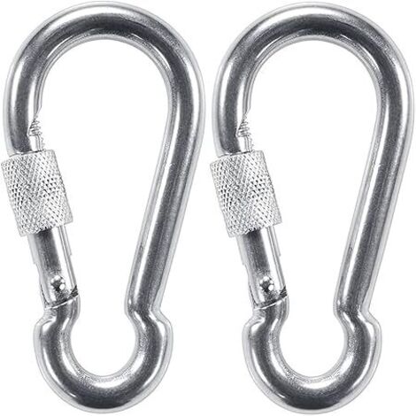 Lot de 2 mousquetons à verrouillage automatique, anneau en D durable 12 kN 1200 kg