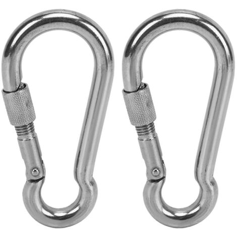 Lot de 2 mousquetons de verrouillage en acier inoxydable pour camping, randonnée, hamac, laisse et harnais pour chien (0,35 po)