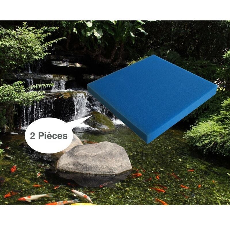Lot de 2 mousses : 50 x 50 x 5 alvéolage gros pour bassin et aquariums 30 ppi