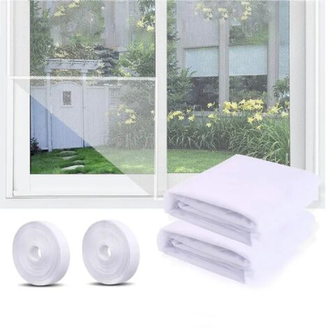 Lot de 2 Moustiquaire Fenêtre Autocollante 130x150cm - Filet Anti-Insectes Réutilisable sans Perçage