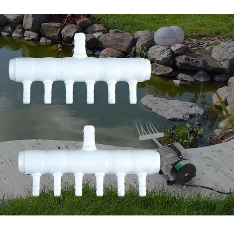 Lot de 2 Multi Diviseurs Plastique 6 Sorties Pour Aérateur & Pompe à Air Bassin & Aquarium