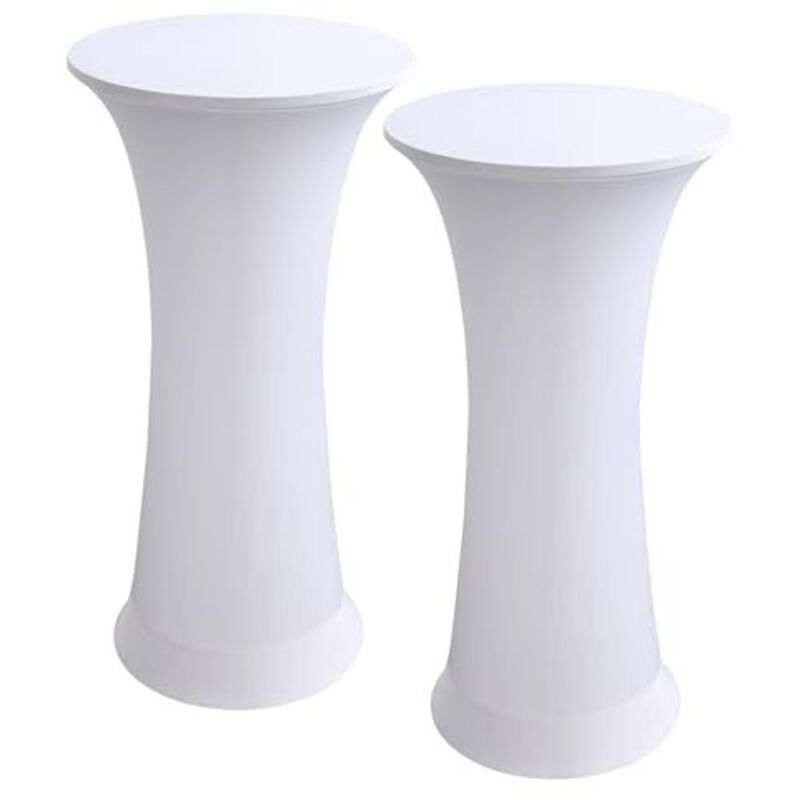 Lot de 2 nappes extensibles pour tables rondes, mariages, banquets, anniversaires, fêtes (blanc, lot de 2 - Ø 60-65 cm)