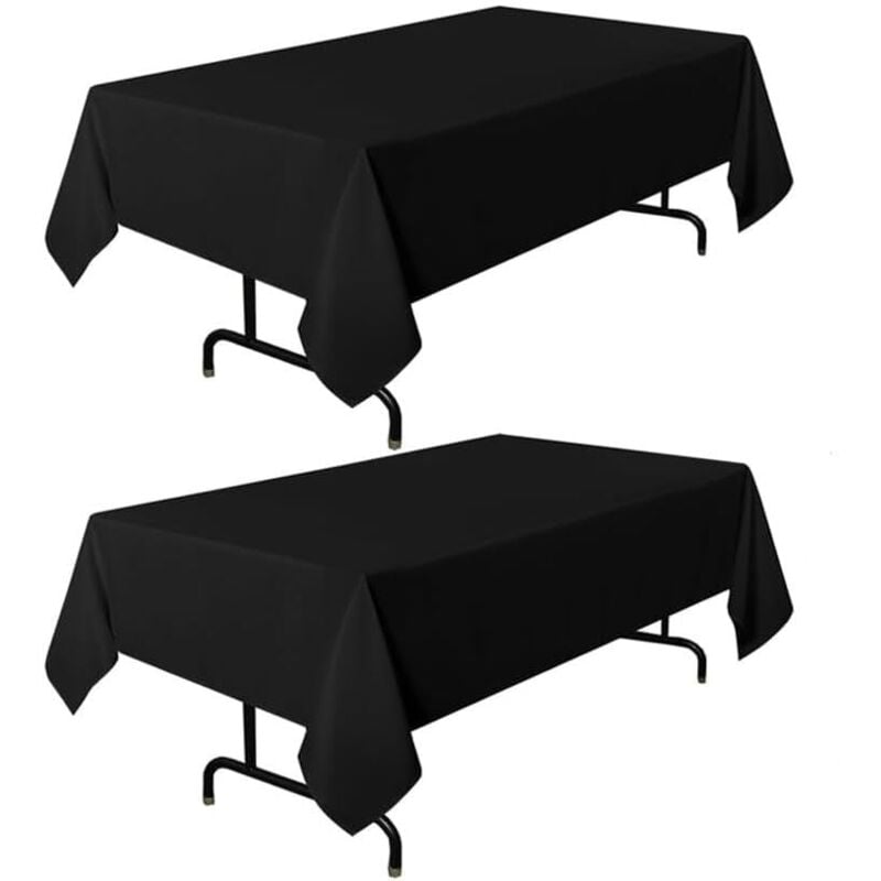 Soekavia - Lot de 2 nappes noires environ 148 x 320 cm Nappes rectangulaires Table de 8 pieds - Nappes Laxon résistantes aux taches, infroissables et