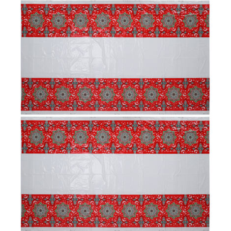 Lot de 2 nappes Ramadan à fond rouge et motif étoiles, en plastique jetable, pour la décoration de table.
